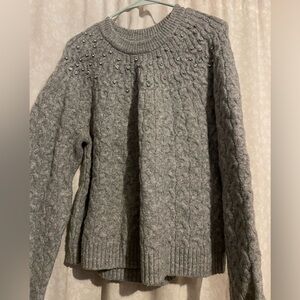 a new day Gray Cable Knit Sweater with Bead Details
